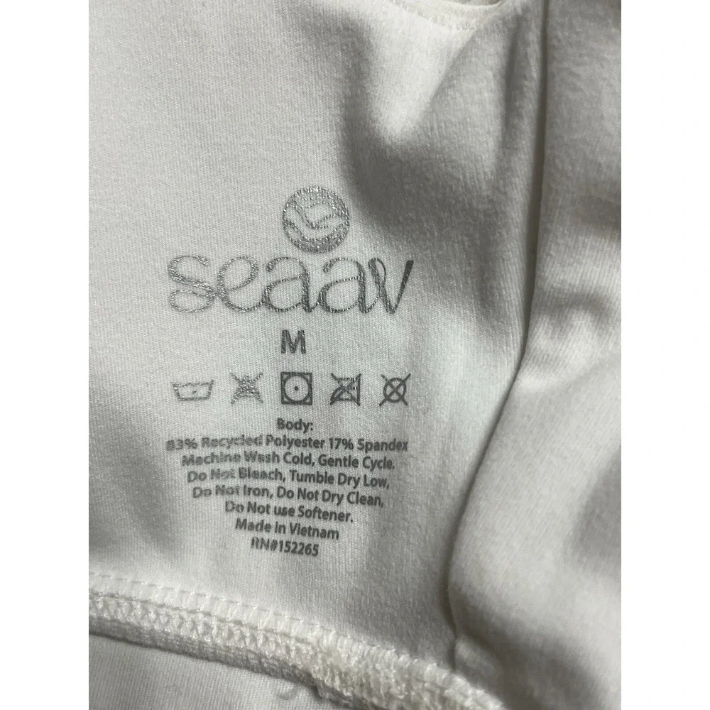 Seaav Athletics Cut Out Sports Bra Top‎ Womens Medium White Athleisure Fast Ship